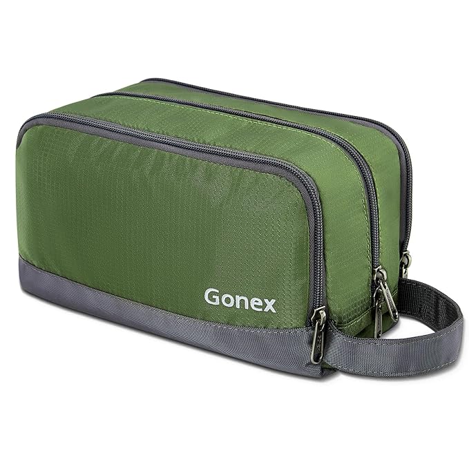 Gonex Travel Toiletry Bag Nylon, Dopp Kit Shaving Bag Toiletry Organizer Olive by Gonex