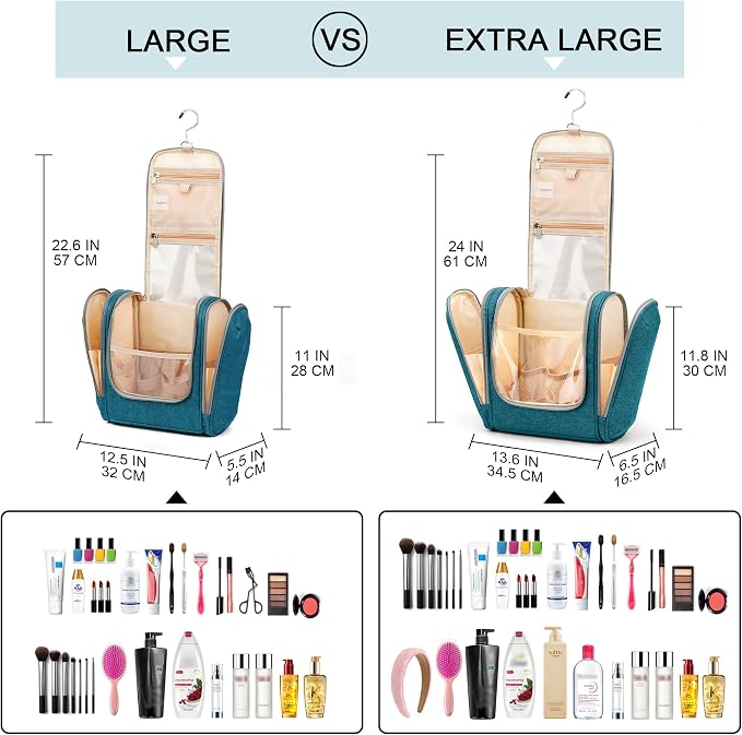 Extra Large Toiletry Bag for Women and Men, 6 Organizer Compartments, Holds - Image 8