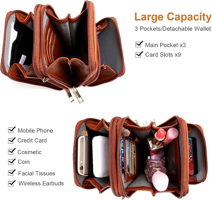 Crossbody Cellphone Purse Women Touch Screen Bag RFID Blocking Wallet Handbag - Image 2
