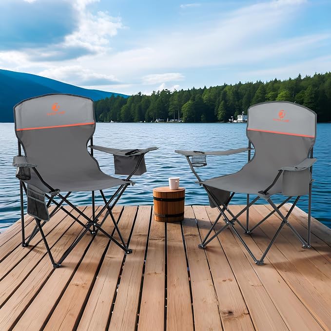 ALPHA CAMP Camping Chair 2 Pack Portable Chair - Image 2