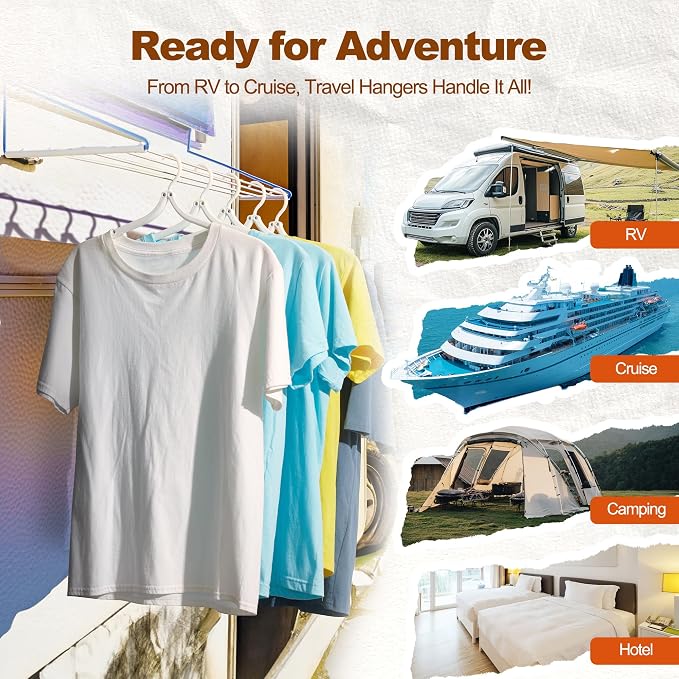 HOUSE DAY Foldable Travel Hangers 10 Pack w/10 Clips, Cruise Essentials 2025 - Image 3