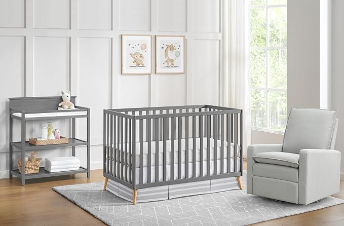 Oxford Baby Cozy Nest Convertible Island Crib, Dove Gray/Natural - Image 2