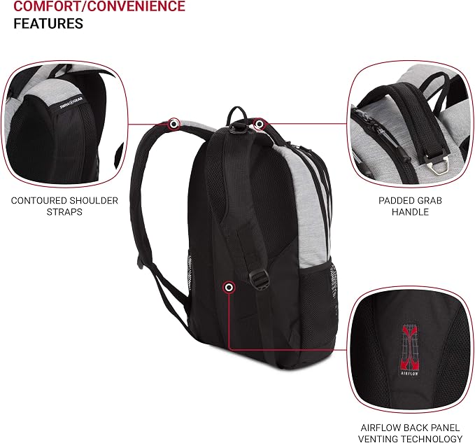 SwissGear Cecil 5505 Laptop Backpack, Heather Grey - Image 2