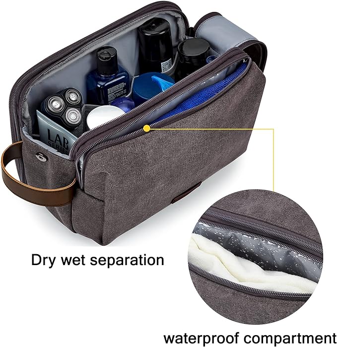 BAGSMART Toiletry Bag for Men, Canvas Travel Toiletry Organizer Dopp Kit - Image 3