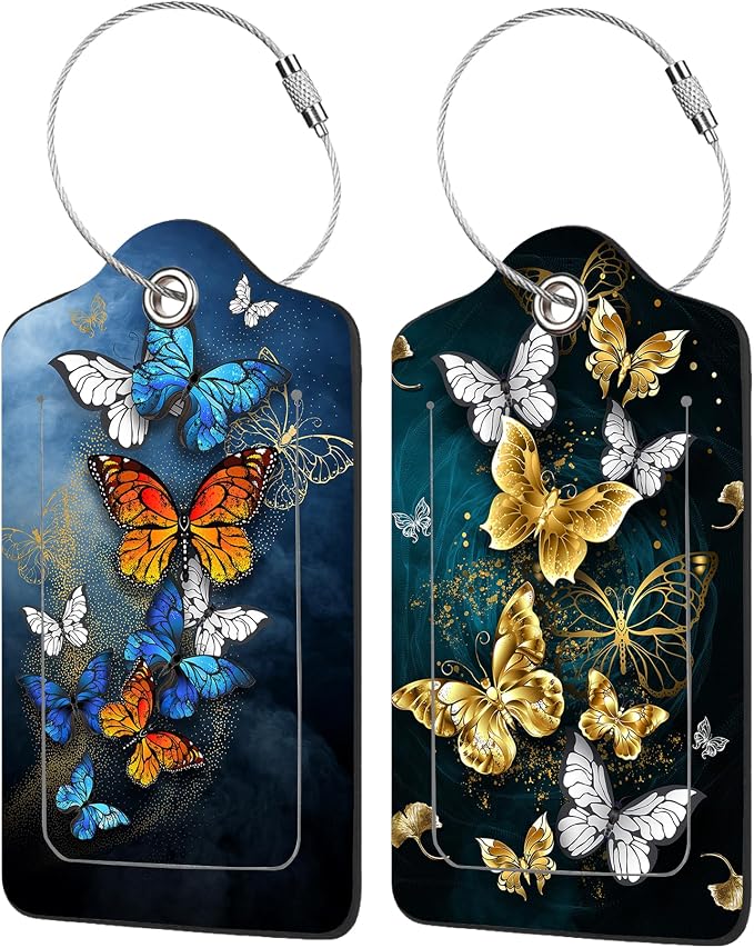 2 Pack Butterflies Luggage Tags by EOBKLAX