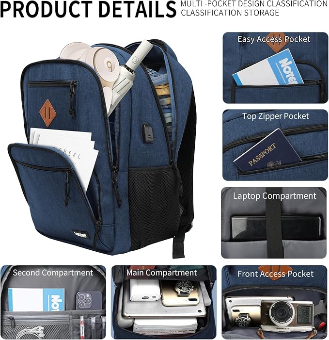 Blue Backpacks for Men, Backpack for School, School Backpack for Boys Teens - Image 2