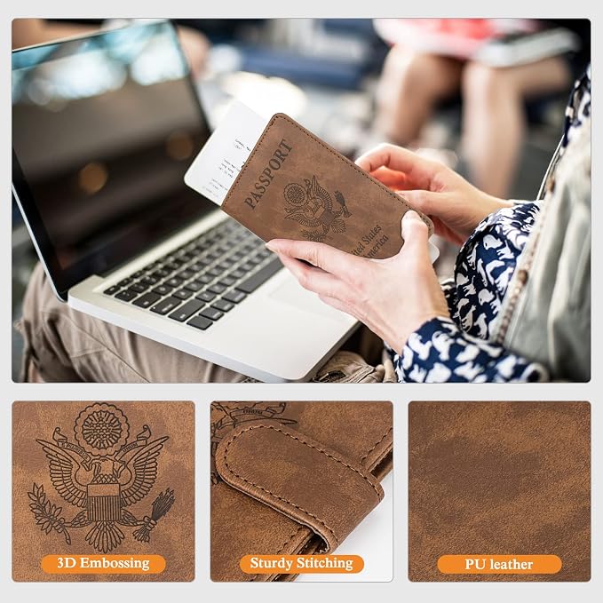 TIGARI Passport Holder for Travel Women Men, PU Leather Waterproof RFID - Image 4