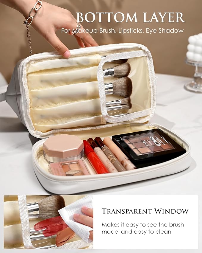 Makeup Bag for Women, Personalized Double Layer Cosmetic Bag - Image 5