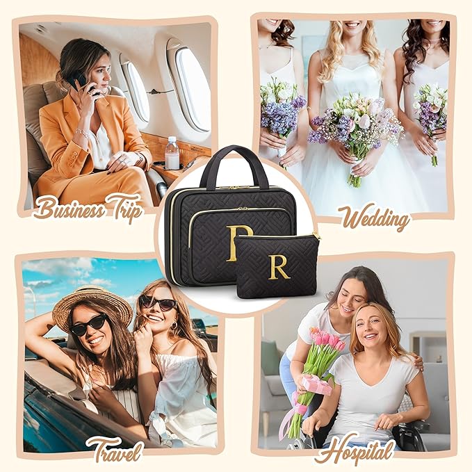 Personalized Gifts for Women, Initial Toiletry Bag Hanging Travel Organizer & - Image 7