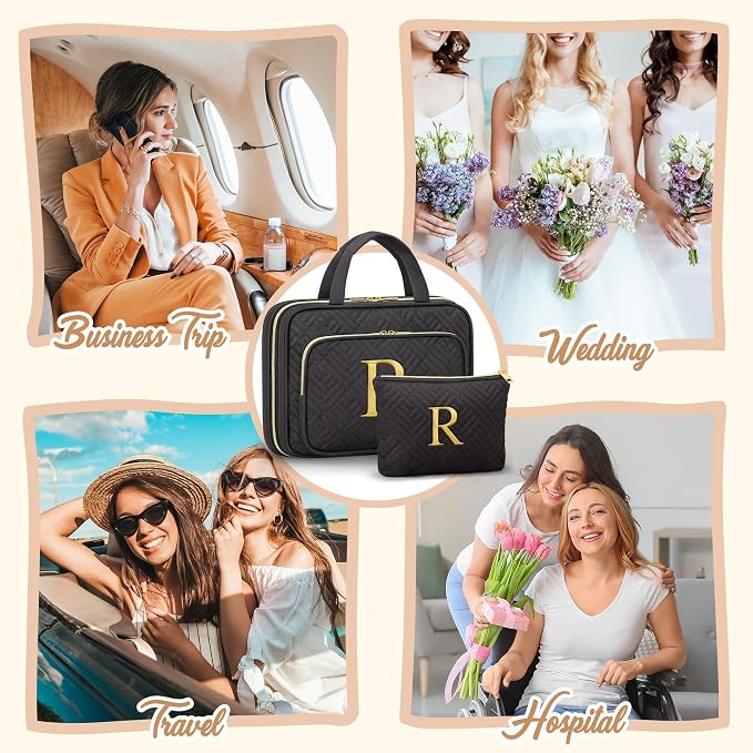 Personalized Gifts for Women, Initial Toiletry Bag Hanging Travel Organizer & - Image 8