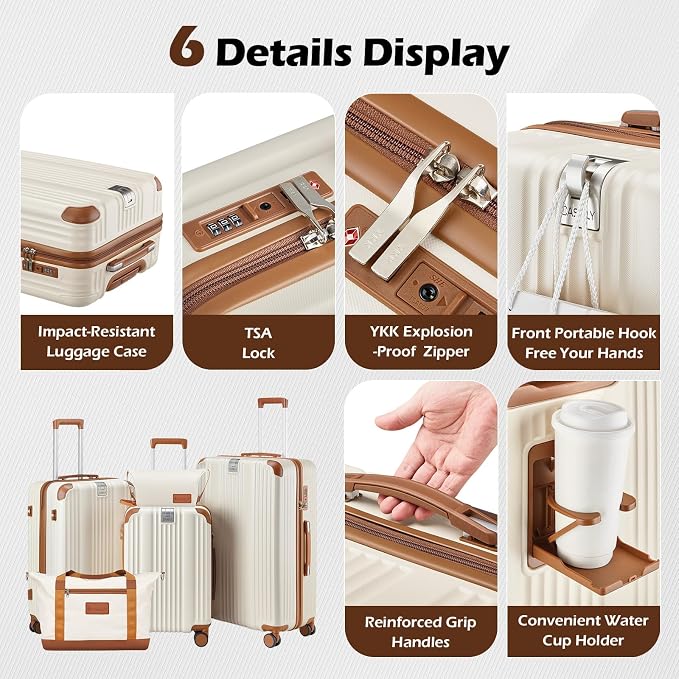 Luggage Set with PC+ABS Hardshell TSA Lock Spinner Wheels Carry on Lightweight - Image 6