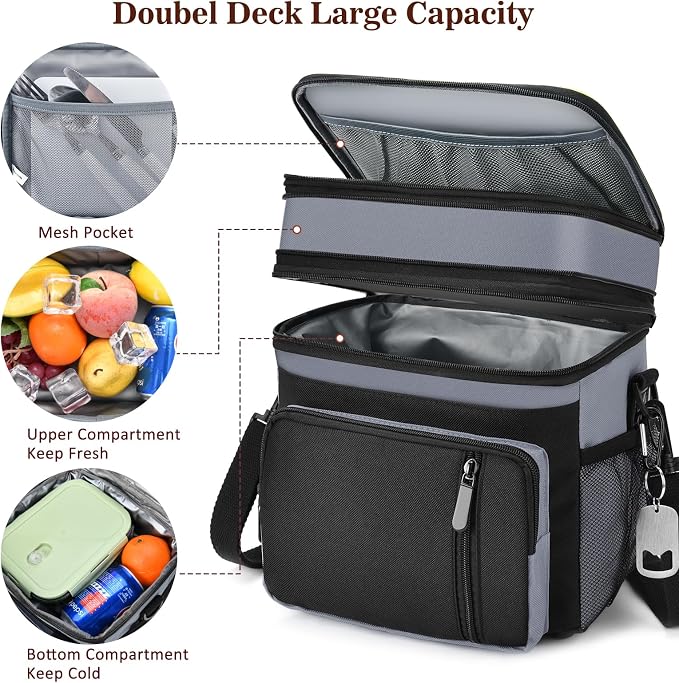 Insulated Lunch Bag Women & Men | Large Adult Lunch Box | Double-Layer Reusable - Image 7