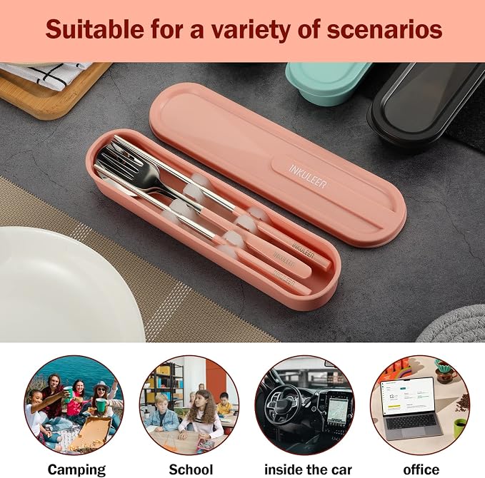 Travel cutlery set, 18/8 stainless steel cutlery, Reusable utensils set - Image 4