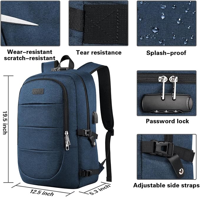 AMBOR 15.6-17.3 Inch Laptop Backpack, Anti Theft Business Travel Backpack - Image 6