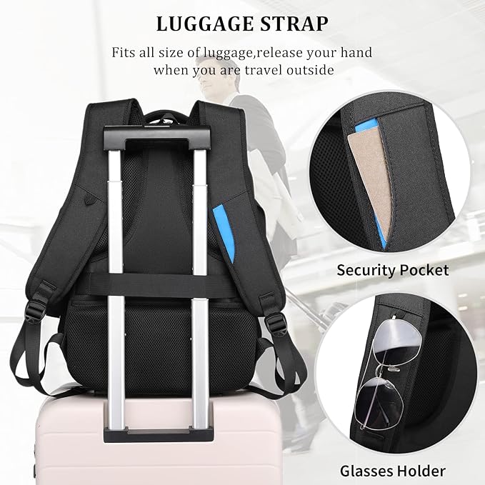 DUSLANG Anti-Theft Laptop Backpack, 15.6-14-13 Inch Laptop Sleeve, USB Charging - Image 6