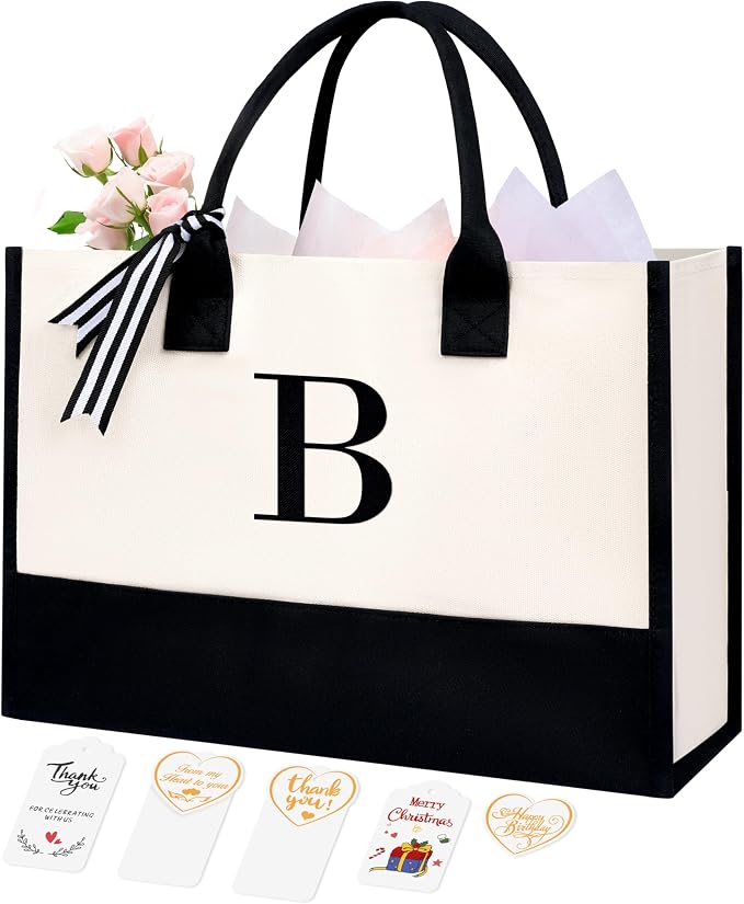 BAGAIL Initial Tote Bag, Personalized Birthday Gifts by BAGAIL