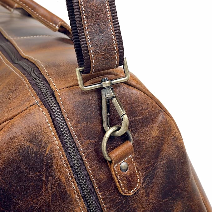Leather Travel Duffel Bags for Men and Women Full Grain Leather Overnight - Image 8