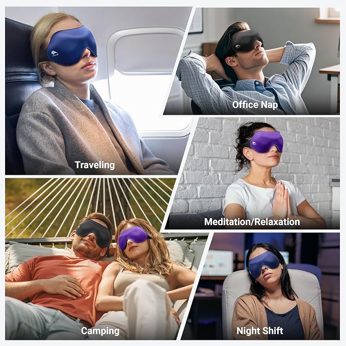 100% Blackout Eye Masks for Sleep: 3D Contoured Zero Eye Pressure Sleeping Mask - Image 8