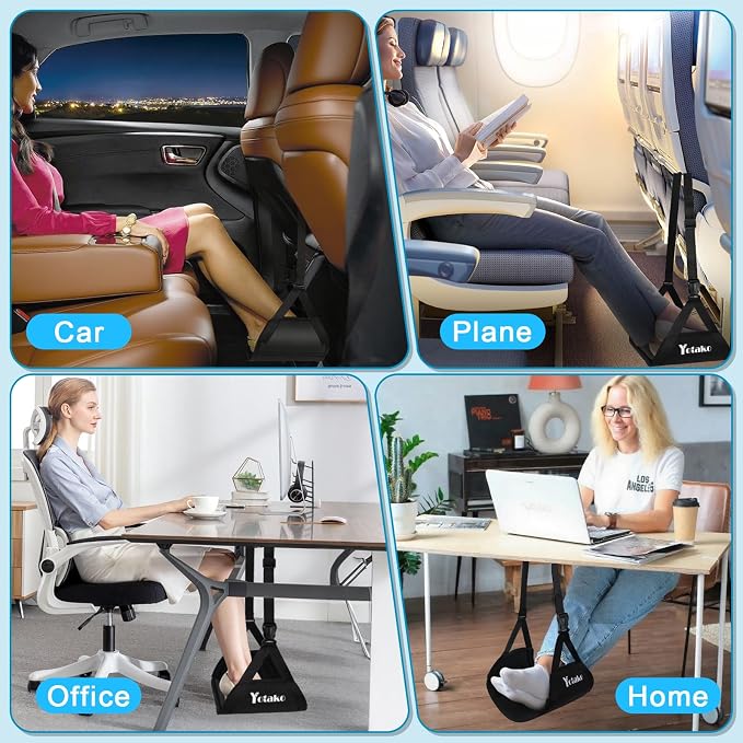 Yotako Airplane Foot Hammock-Removable Wide Bamboo Airplane Foot Rest - Image 7
