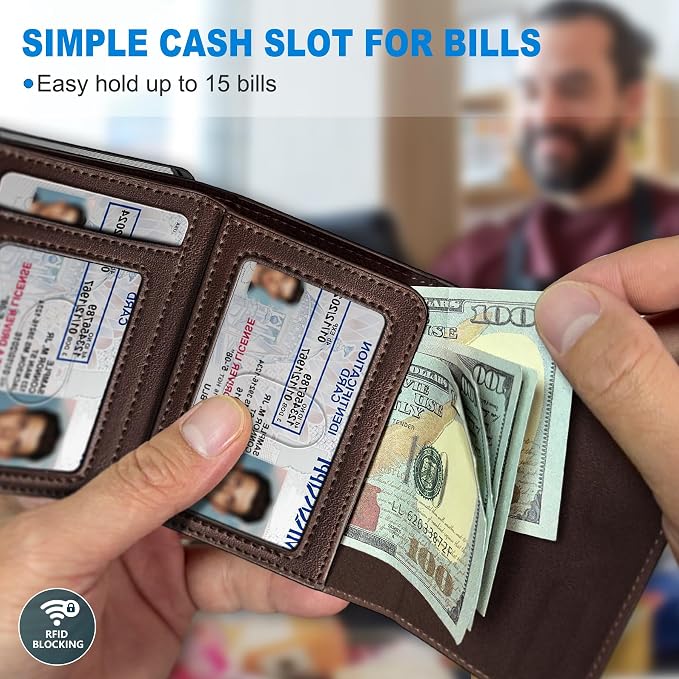 Wallet for Men, with Cash Pocket 2 ID Window 9-13 Cards, Metal Case Smart Slim - Image 4