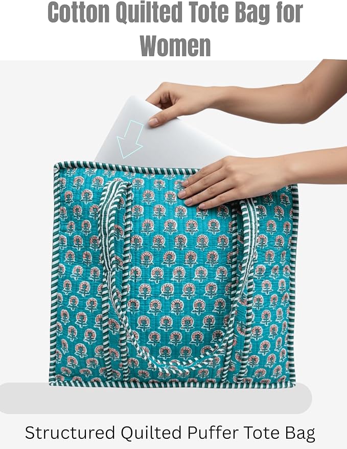 Cotton Quilted Tote Bag for Women – Large Beach & Travel Tote - Image 4