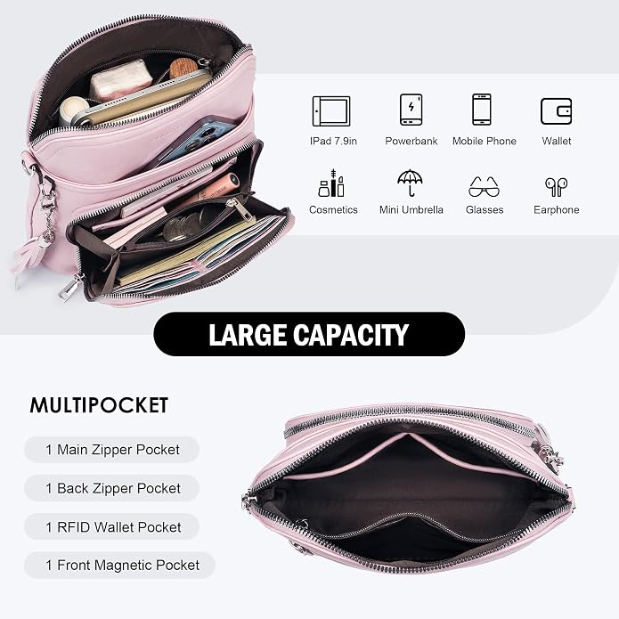 Crossbody Purse for Women, Lightweight Medium Crossbody Bag Soft Leather - Image 5