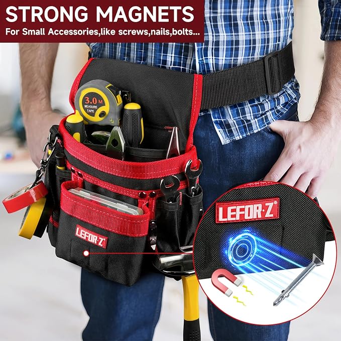Tool Belt, Magnetic Tool Pouch, 14-Pockets Tool Belts - Image 3