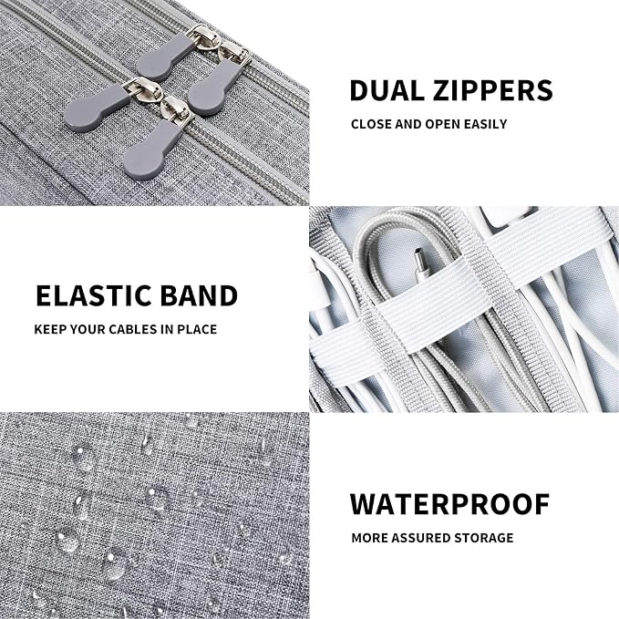 MIRLEWAIY Portable Electronics Accessories Organizer Bag Travel Charger Cable - Image 6