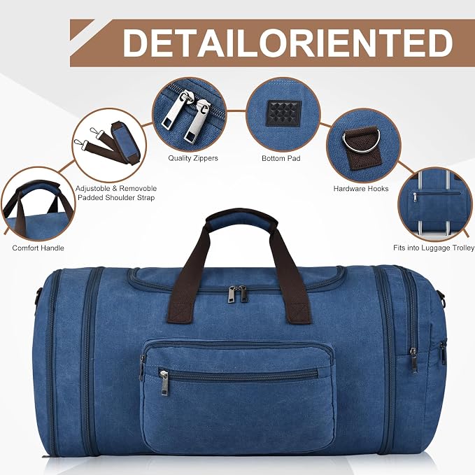 Felipe Varela 60L Duffle Bag for Men, Large Expandable Canvas Duffel Bag for - Image 7