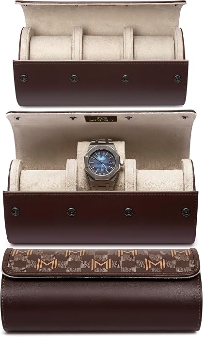 MOZSLY Watch Roll Travel Case 3 Slots Portable Watches Box Organizer Storage - Image 2
