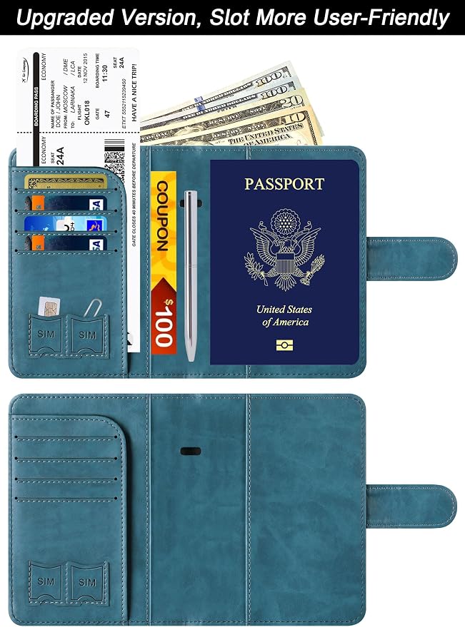 Passport Holder Cover Wallet Travel Essentials Leather Rfid Blocking Case - Image 2