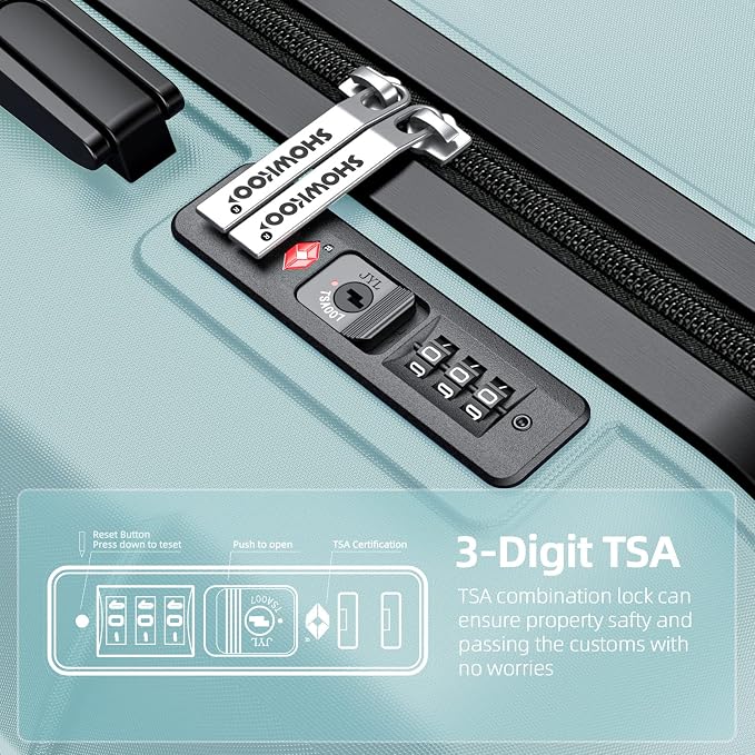 SHOWKOO Luggage Sets Expandable PC+ABS Durable Suitcase Double Wheels TSA Lock - Image 7
