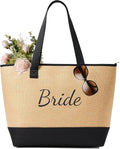 KALIDI Woven Tote Bag for Women, Lightweigh Monogram Beach Bag by KALIDI