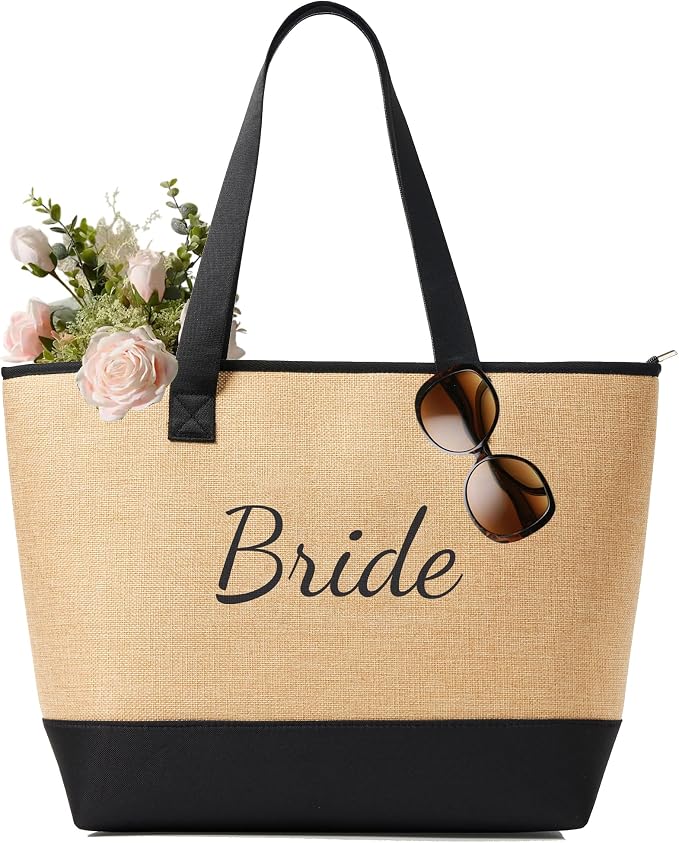 KALIDI Woven Tote Bag for Women, Lightweigh Monogram Beach Bag by KALIDI