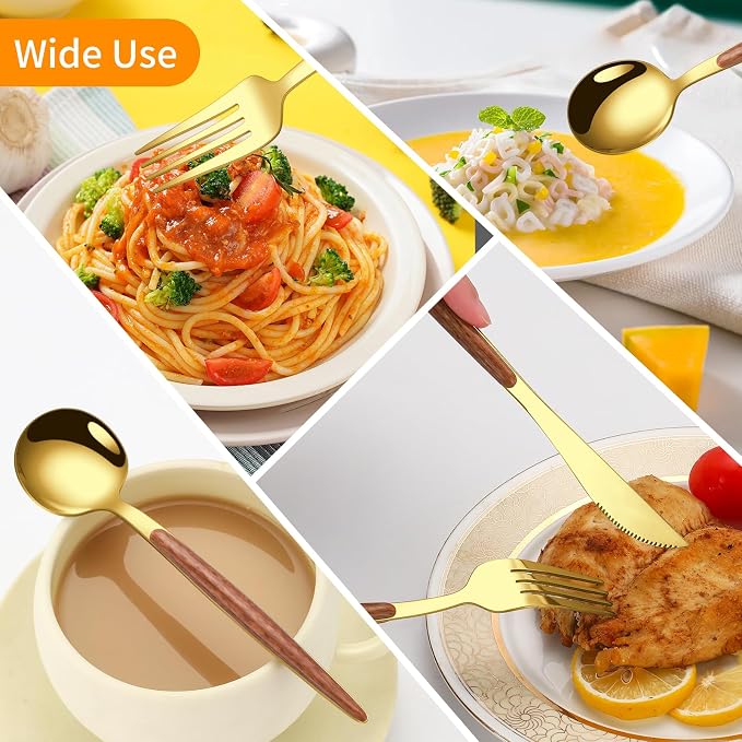 16 Pcs Gold Silverware Set - Image 5