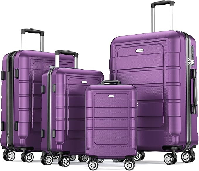 SHOWKOO Luggage Sets Expandable PC+ABS Durable Suitcase Sets Double Wheels TSA by SHOWKOO