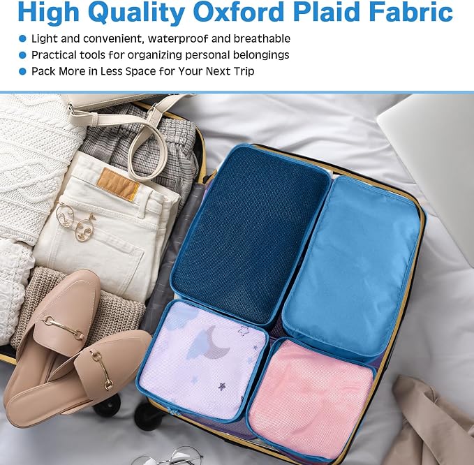 Reginary 6 Set Travel Packing Cubes Luggage Organizer Set Lightweight Suitcase - Image 4