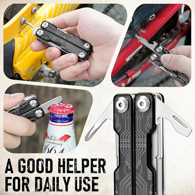 BIBURY Mini Keychain Multitool Scissors B12062B, 9 in 1 Multitool EDC Scissors - Image 7