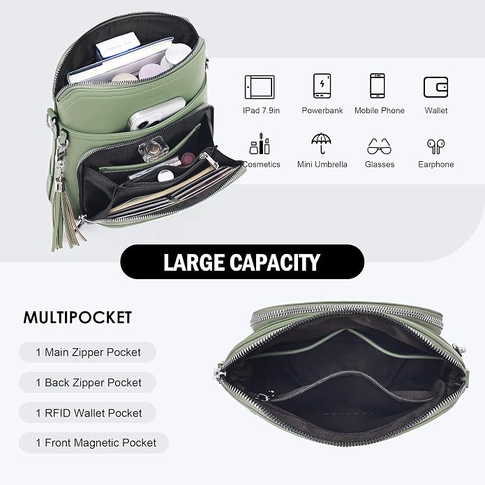 Crossbody Purse for Women, Lightweight Medium Crossbody Bag Soft Leather - Image 5