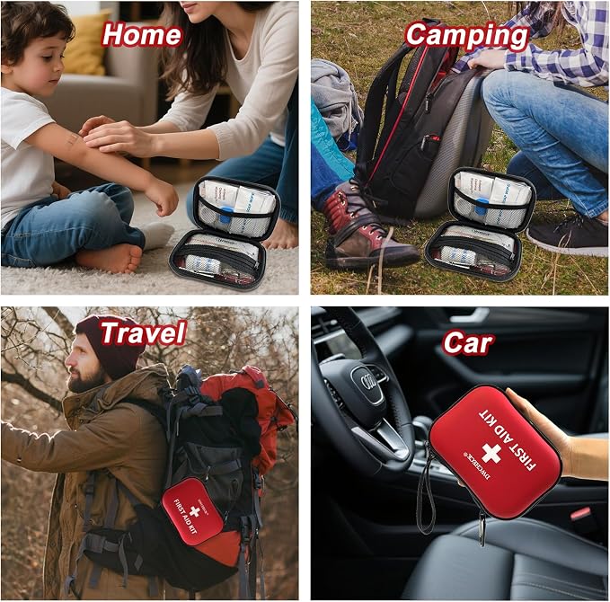 160 Piece Mini First Aid Kit, Compact Waterproof Hard Shell Small Emergency - Image 7