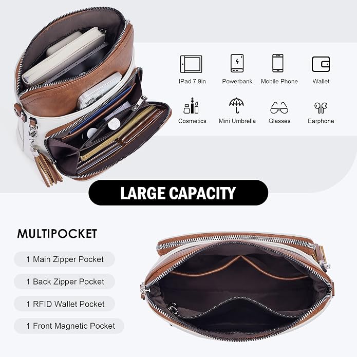 Crossbody Purse for Women, Lightweight Medium Crossbody Bag Soft Leather - Image 5