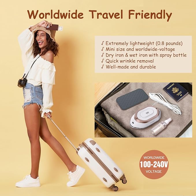 Newbealer Travel Iron with Dual Voltage - 120V/220V Lightweight Dry Iron - Image 2