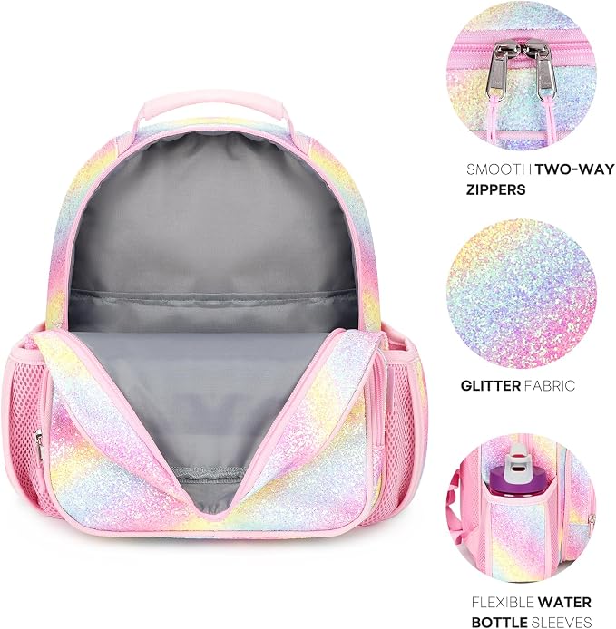 mibasies Toddler Backpack for Girls 2-4: Glitter Kids Backpacks for Girls - Image 2
