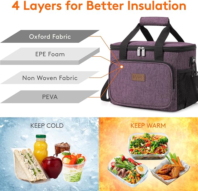 Lifewit Large Lunch Bag Insulated Lunch Box Soft Cooler Cooling Tote - Image 2