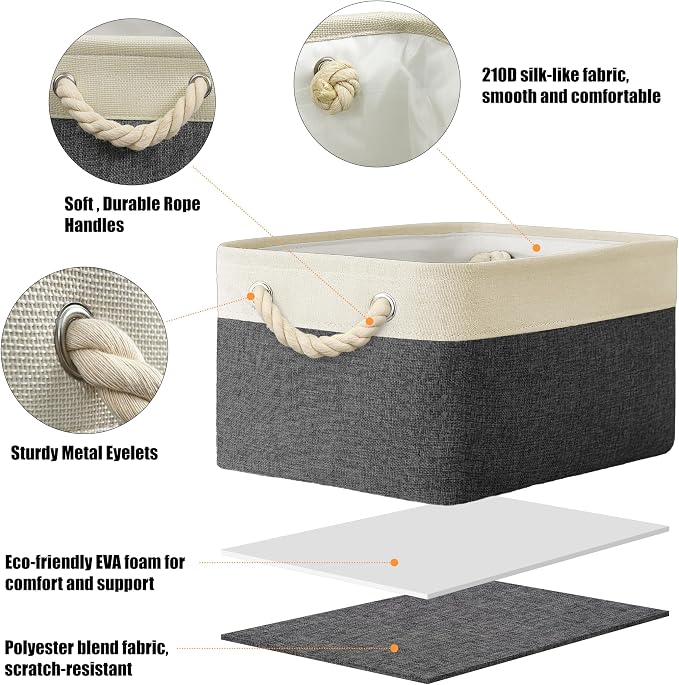 SIMPLE HOUSEWARE Large Fabric Storage Bin, 15.7" x 12" - Image 3