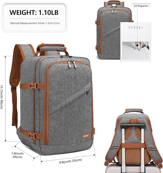 Kono Carry on Backpack, Waterproof Lightweight Daypack - Image 2