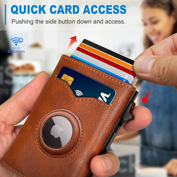 Airtag Wallet for Men, with Cash Pocket 2 ID Window 9-12 Cards, Metal Case - Image 5