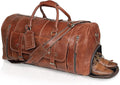 Duffle Leather Travel Bag for Women Men Gym Sports Overnight Weekend Airplane by cuero