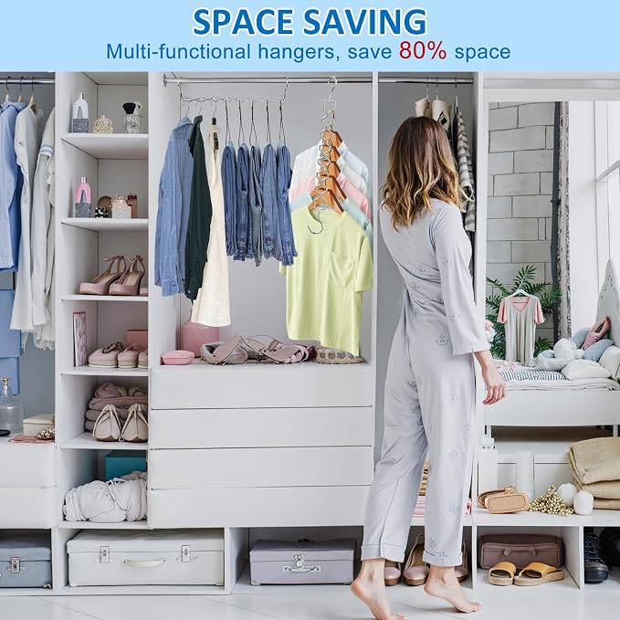 6 Pack Space Saving Hangers for Clothes, Heavy Duty 30Lbs Capacity Magic - Image 5