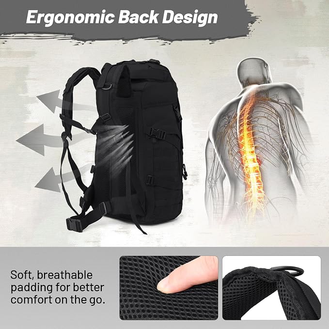 50L Tactical Backpack for Men and Women, Water-Resistant Molle Rucksack - Image 4